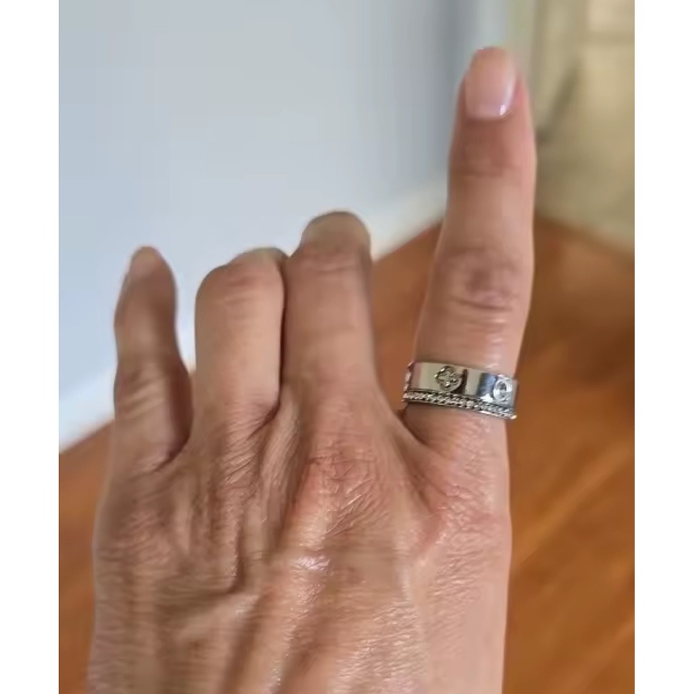 NEW BEAUTIFUL 18k WHITE GOLD PLATED CLOVER RING SET, CLOVER‎ RING, DIAMOND RING - Picture 7 of 10